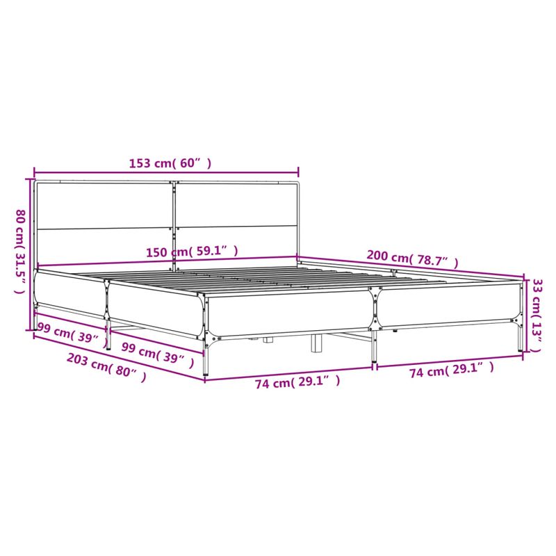 Casa si Gradina - Mobilier - Paturi si accesorii - Paturi - Cadru de pat, negru, 150x200 cm, lemn prelucrat si metal - Infinity.ro