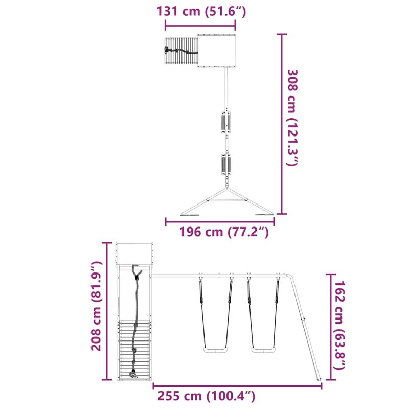 Jucarii, Copii si Bebe - Jucarii si jocuri - Jucarii de exterior - Spatii de joaca si accesorii - Set de joaca pentru exterior, lemn masiv de pin - Infinity.ro