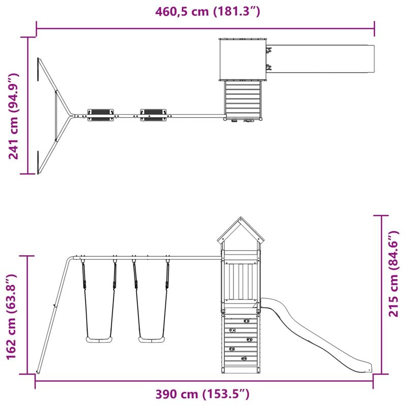 Jucarii, Copii si Bebe - Jucarii si jocuri - Jucarii de exterior - Spatii de joaca si accesorii - Set de joaca pentru exterior, lemn de pin impregnat - Infinity.ro