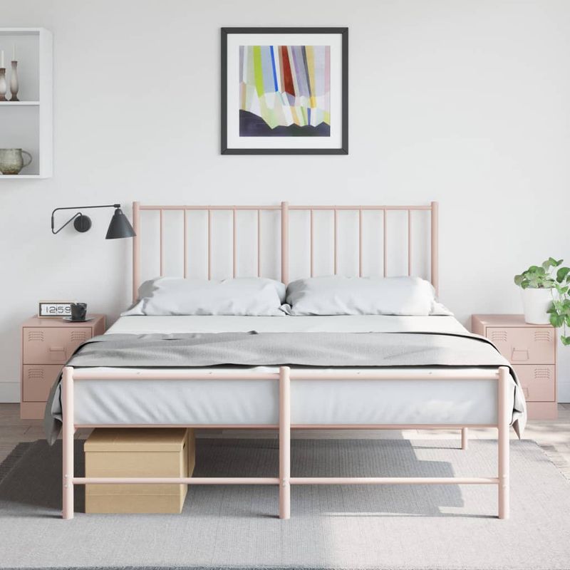 Casa si Gradina - Mobilier - Comode si corpuri - Noptiere - Noptiere, 2 buc., roz, 34,5x39x44 cm, otel - Infinity.ro
