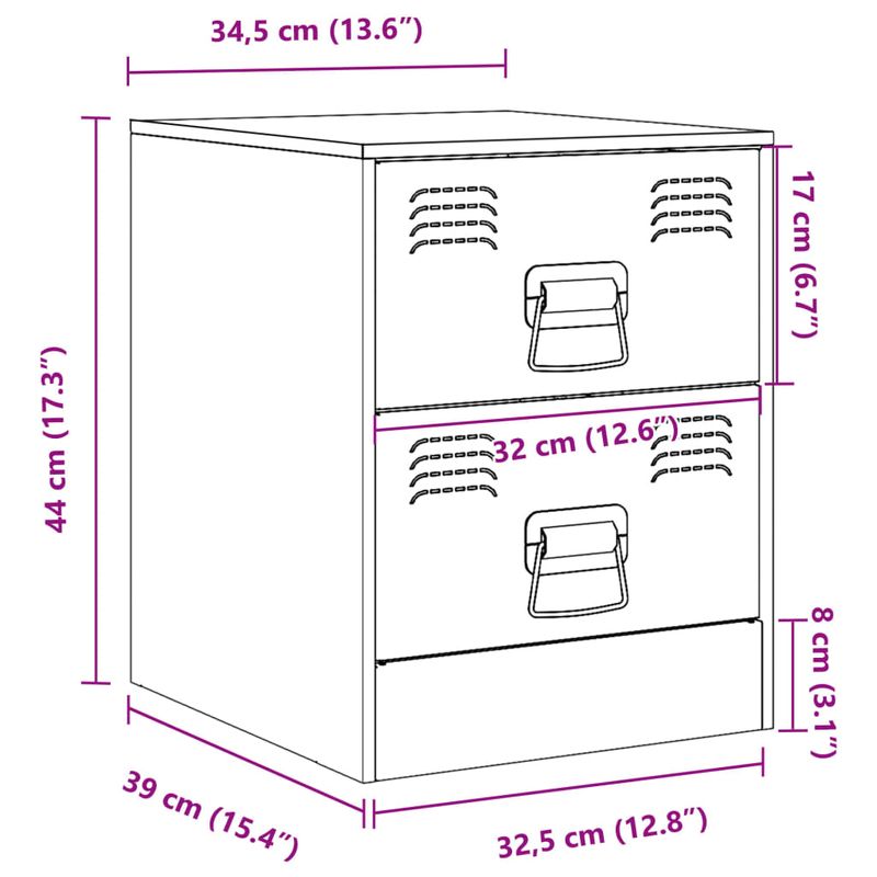 Casa si Gradina - Mobilier - Comode si corpuri - Noptiere - Noptiere, 2 buc., roz, 34,5x39x44 cm, otel - Infinity.ro