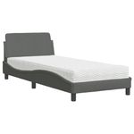 Casa si Gradina - Mobilier - Paturi si accesorii - Paturi - Pat cu saltea, gri inchis, 90x190 cm, textil - Infinity.ro