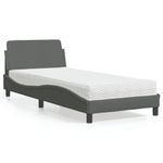Casa si Gradina - Mobilier - Paturi si accesorii - Paturi - Pat cu saltea, gri inchis, 90x190 cm, textil - Infinity.ro