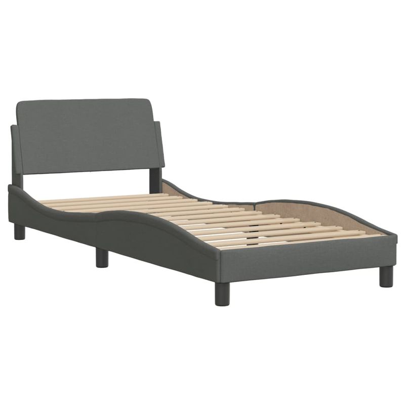 Casa si Gradina - Mobilier - Paturi si accesorii - Paturi - Pat cu saltea, gri inchis, 90x190 cm, textil - Infinity.ro