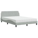 Casa si Gradina - Mobilier - Paturi si accesorii - Paturi - Pat cu saltea, gri deschis, 140x190 cm, catifea - Infinity.ro