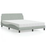 Casa si Gradina - Mobilier - Paturi si accesorii - Paturi - Pat cu saltea, gri deschis, 140x190 cm, catifea - Infinity.ro