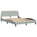 Casa si Gradina - Mobilier - Paturi si accesorii - Paturi - Pat cu saltea, gri deschis, 140x190 cm, catifea - Infinity.ro