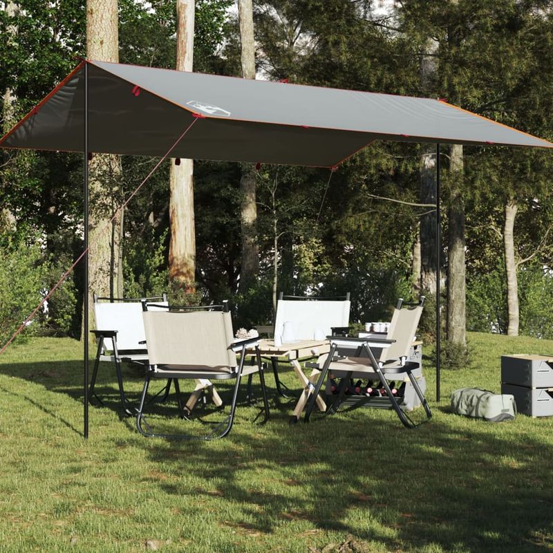 Sport si Outdoor - Camping - Copertine si adaposturi - Prelata de camping, gri și portocaliu, 400x294 cm, impermeabila, material oxford - Infinity.ro