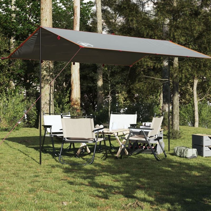 Sport si Outdoor - Camping - Copertine si adaposturi - Prelata de camping, gri și portocaliu, 400x294 cm, impermeabila, material oxford - Infinity.ro