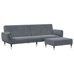 Casa si Gradina - Mobilier - Canapele si coltare - Canapele - Canapea extensibila cu taburet, 2 locuri, gri inchis, catifea - Infinity.ro