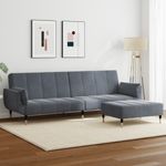 Casa si Gradina - Mobilier - Canapele si coltare - Canapele - Canapea extensibila cu taburet, 2 locuri, gri inchis, catifea - Infinity.ro
