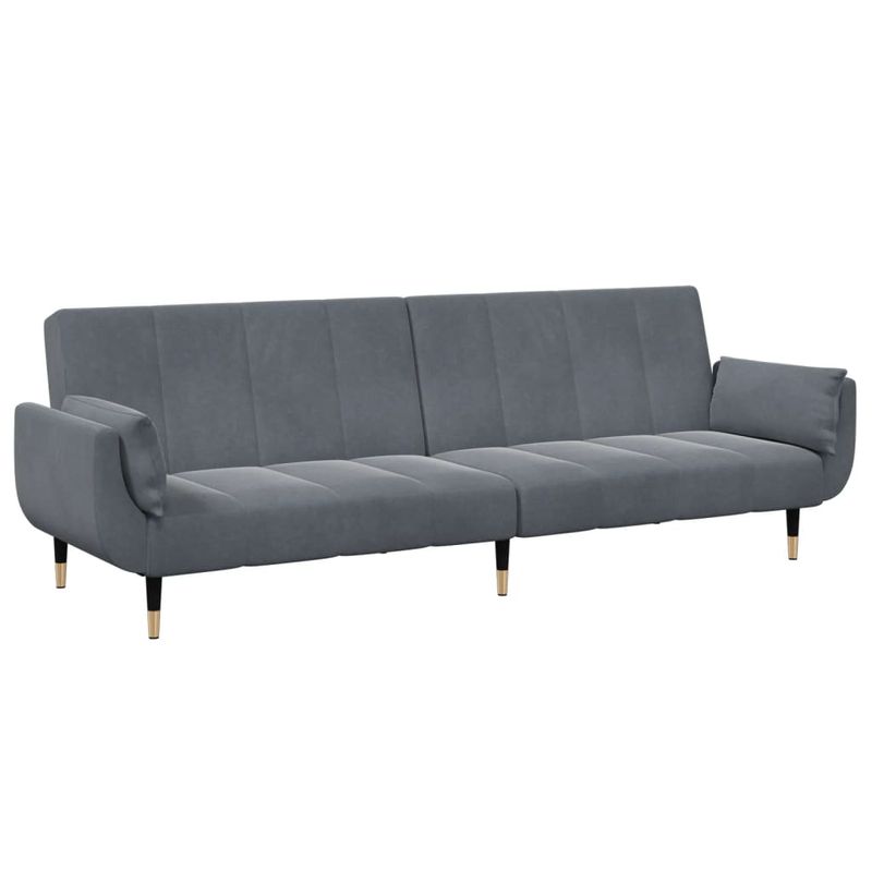 Casa si Gradina - Mobilier - Canapele si coltare - Canapele - Canapea extensibila cu taburet, 2 locuri, gri inchis, catifea - Infinity.ro