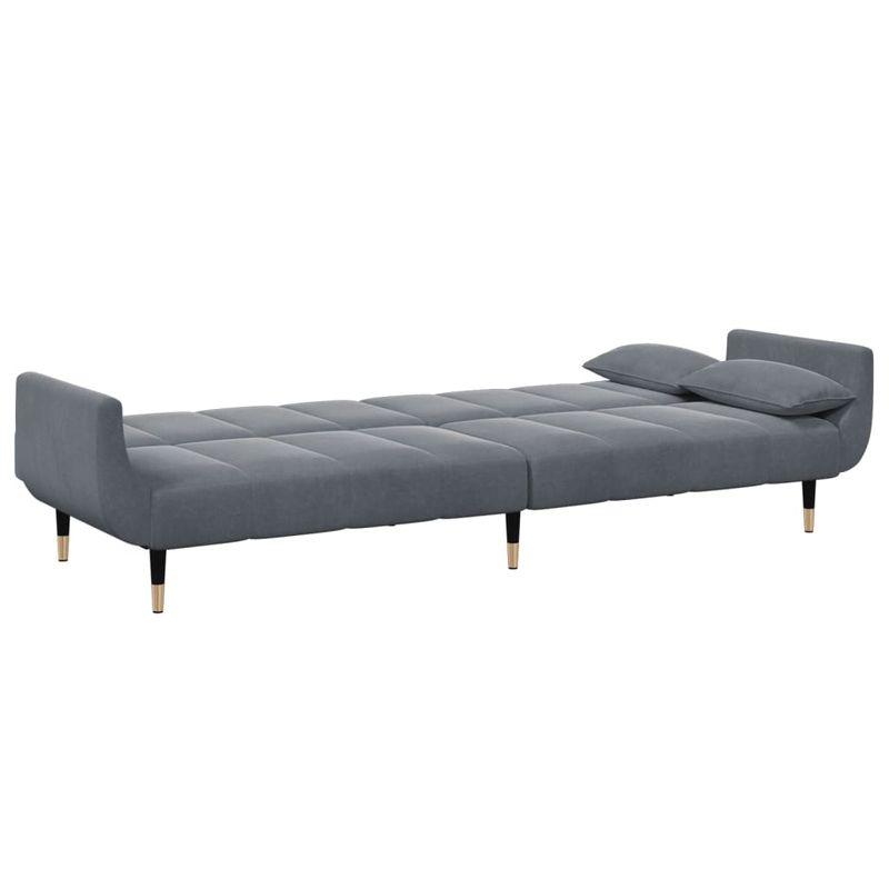 Casa si Gradina - Mobilier - Canapele si coltare - Canapele - Canapea extensibila cu taburet, 2 locuri, gri inchis, catifea - Infinity.ro