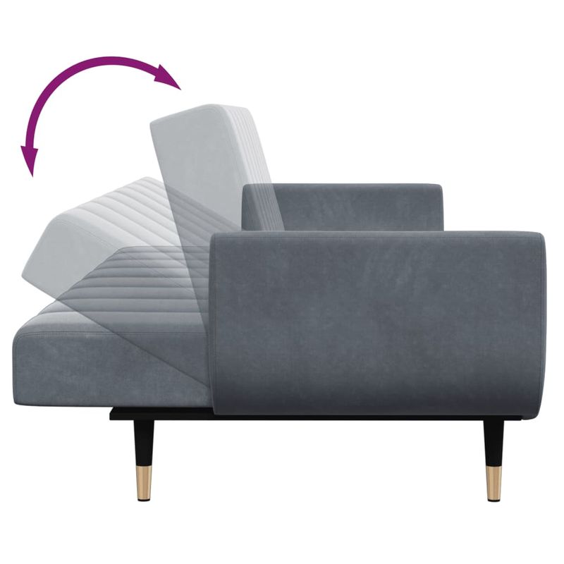 Casa si Gradina - Mobilier - Canapele si coltare - Canapele - Canapea extensibila cu taburet, 2 locuri, gri inchis, catifea - Infinity.ro