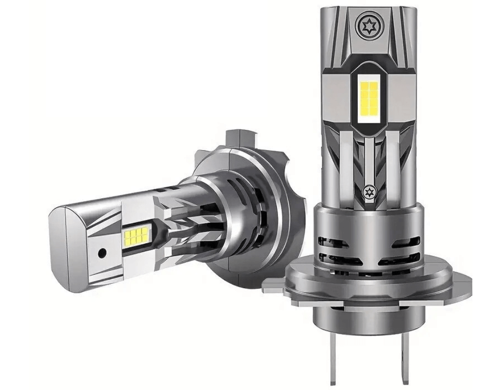 Set 2 Becuri LED H7 5400 lumeni, mini all-in-one cu ventilator, 400% super luminozitate 6500K alb rece