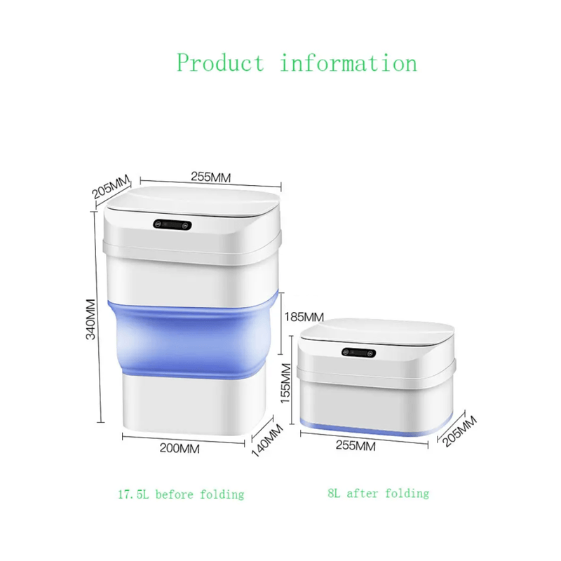 Casa si Gradina - Mobilier - Organizare si depozitare - Cosuri de gunoi - Cos de Gunoi Pliabil Automat, Senzor de Miscare, Capaciate 17,5L, Alb/Bleu ABYZ®™ - Infinity.ro
