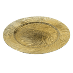 Casa si Gradina - Decoratiuni - Obiecte decorative - Accesorii decorative - Platou Rotund Decorativ din Plastic  Auriu Reliefat Valuri Ø33x1.5cm ABYZ®™ - Infinity.ro