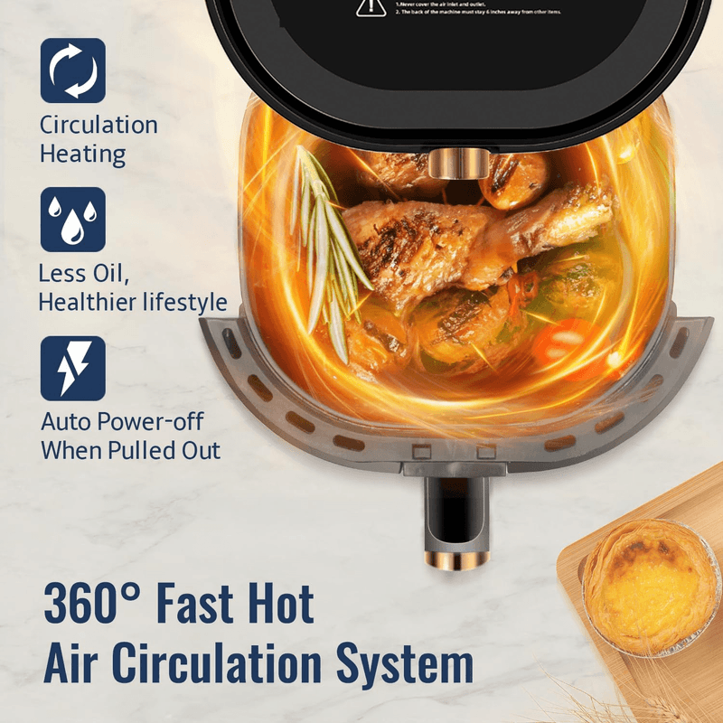 Electronice si Electrocasnice - Electrocasnice bucatarie - Aparate de gatit & desert - Friteuze - Air Fryer, friteusa cu aer cald, putere de 1500W, functii multiple, capacitate 4,8L, ABYZ®™ - Infinity.ro