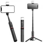 Laptop, Telefoane si Tablete - Telefoane mobile si accesorii - Accesorii Telefoane - Selfie stick-uri - Selfie Stick Stabil Wireless, 75cm - Techsuit LED Tripod (Q12S) - Negru - Infinity.ro