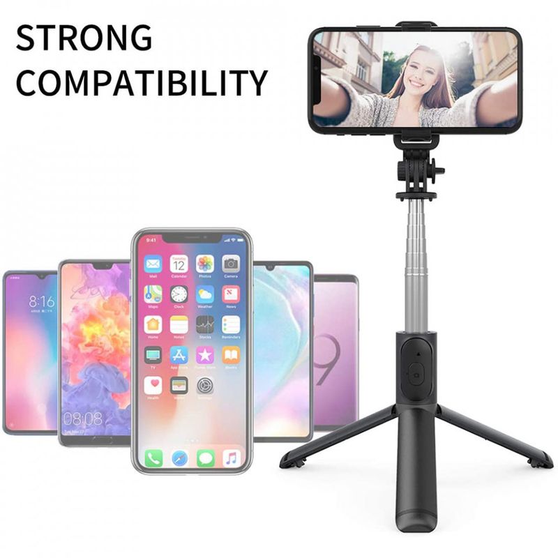 Laptop, Telefoane si Tablete - Telefoane mobile si accesorii - Accesorii Telefoane - Selfie stick-uri - Selfie Stick Stabil Albastrutooth, 101cm - Techsuit Remote and Tripod Mount (Q01) - Negru - Infinity.ro