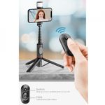 Laptop, Telefoane si Tablete - Telefoane mobile si accesorii - Accesorii Telefoane - Selfie stick-uri - Selfie Stick Stabil Wireless, 75cm - Techsuit LED Tripod (Q12S) - Negru - Infinity.ro