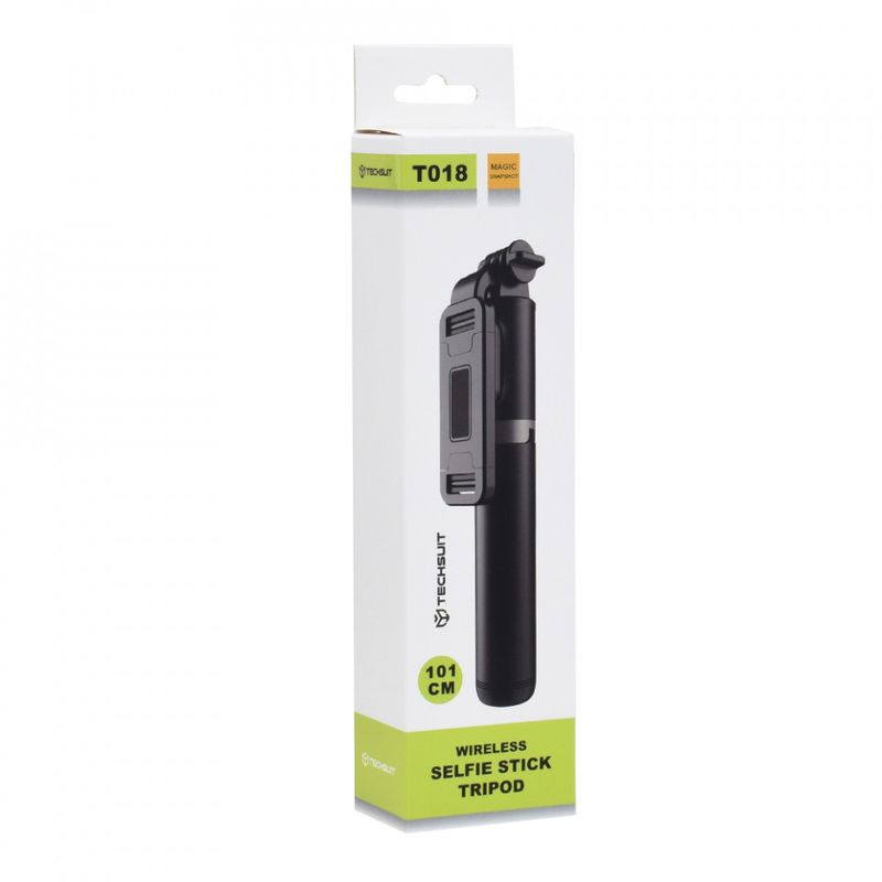 Laptop, Telefoane si Tablete - Telefoane mobile si accesorii - Accesorii Telefoane - Selfie stick-uri - Selfie Stick Stabil Albastrutooth, 101cm - Techsuit Remote and Tripod Mount (Q01) - Negru - Infinity.ro