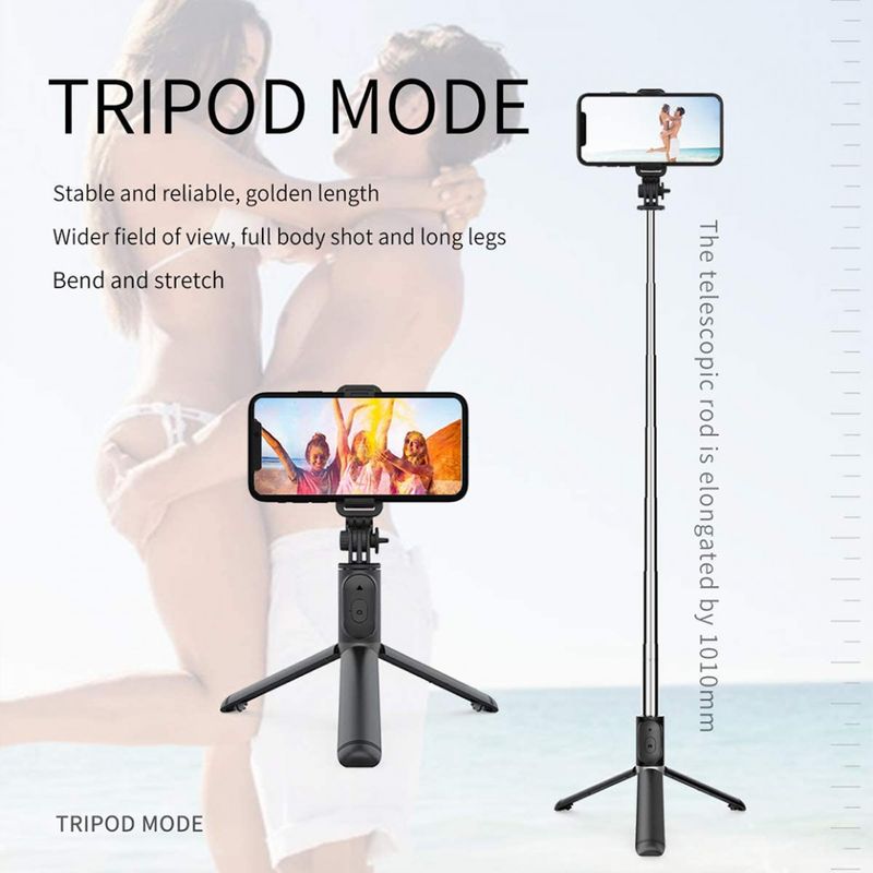 Laptop, Telefoane si Tablete - Telefoane mobile si accesorii - Accesorii Telefoane - Selfie stick-uri - Selfie Stick Stabil Albastrutooth, 101cm - Techsuit Remote and Tripod Mount (Q01) - Alb - Infinity.ro