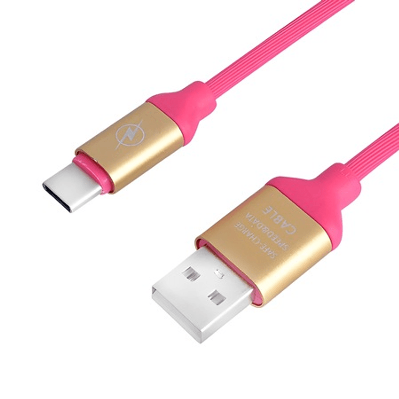 Laptop, Telefoane si Tablete - Telefoane mobile si accesorii - Accesorii Telefoane - Cabluri si adaptoare telefoane - Cablu de date si incarcare 2M Lungime, USB A la TYPE-C roz - Infinity.ro
