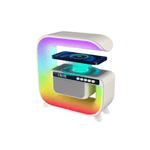 Casa si Gradina - Corpuri si surse de iluminat - Veioze si lampi - Veioze - Lampa Smart LED RGB, 5 in 1, boxa Bluetooth, FM, Aux, Aplicatie mobila pentru Iphone si Android, Forma G, Alb - Infinity.ro