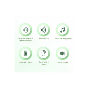 Casti Wireless In Ear, Bluetooth 5.1, Latenta Scazuta, Control Tactil Inteligent, Afisaj Digital LED, Microfon, Roz
