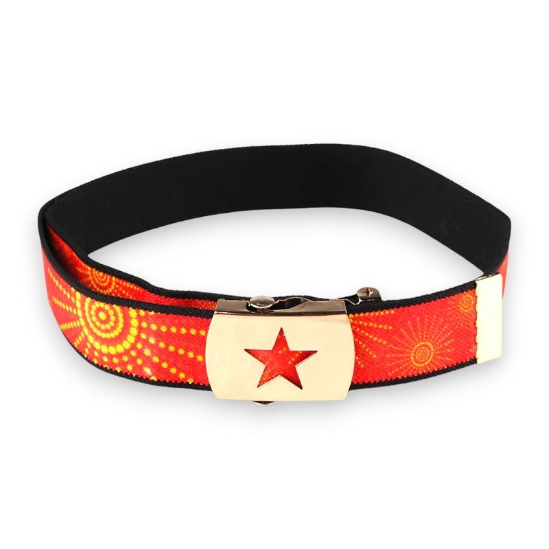 Fashion, accesorii si bijuterii - Copii - Accesorii copii - Alte accesorii copii - Curea elastica reglabila copii Crisalida, catarama metalica, 2.6 x 69 cm, soare, Rosu - Infinity.ro