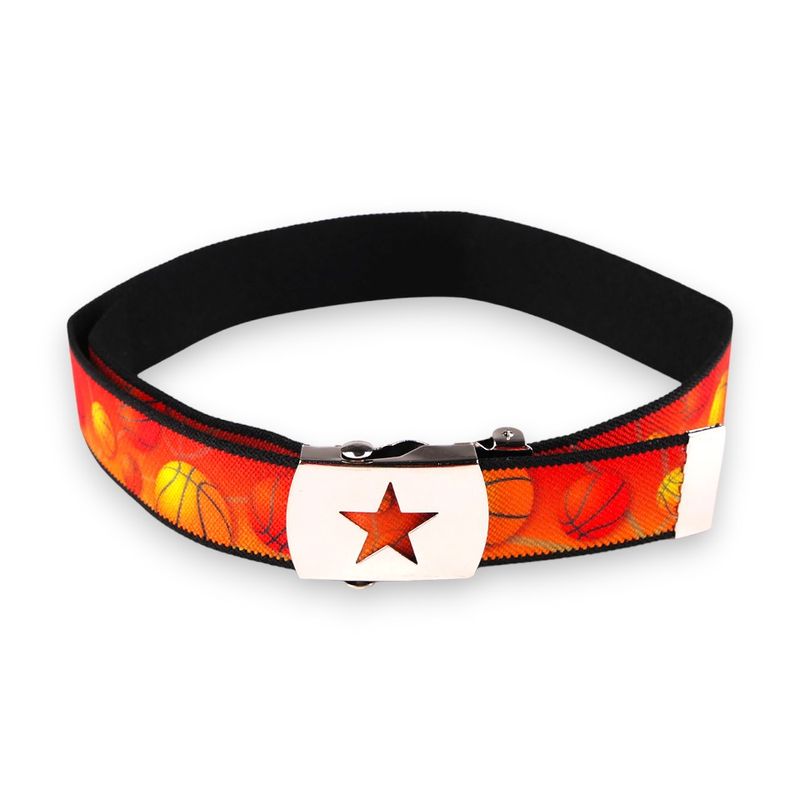 Fashion, accesorii si bijuterii - Copii - Accesorii copii - Alte accesorii copii - Curea elastica reglabila copii Crisalida, catarama metalica, 2.6 x 69 cm, baschet, Portocaliu - Infinity.ro