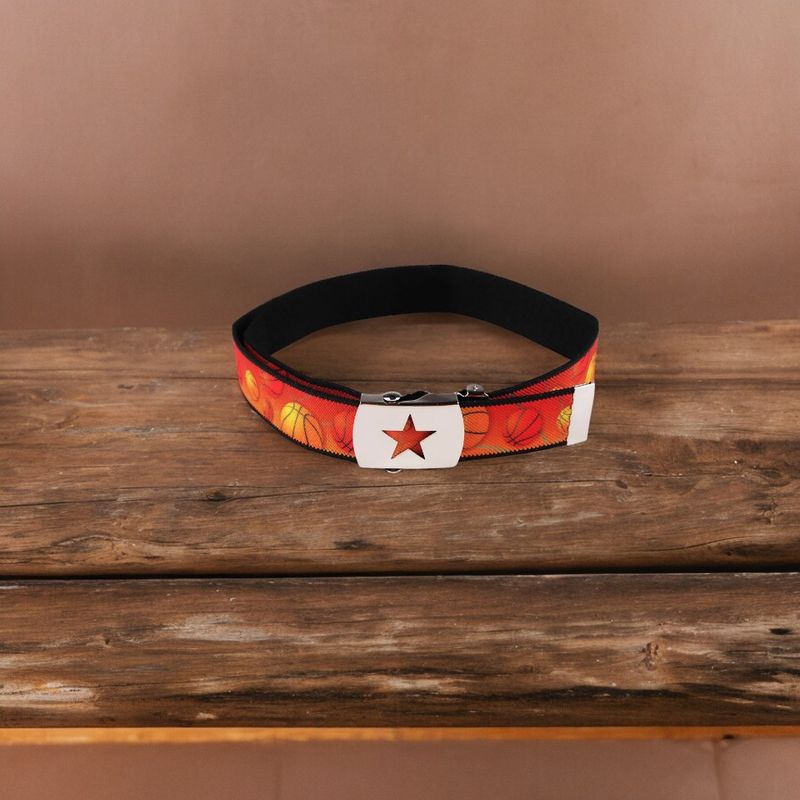 Fashion, accesorii si bijuterii - Copii - Accesorii copii - Alte accesorii copii - Curea elastica reglabila copii Crisalida, catarama metalica, 2.6 x 69 cm, baschet, Portocaliu - Infinity.ro