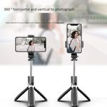 Laptop, Telefoane si Tablete - Telefoane mobile si accesorii - Accesorii Telefoane - Selfie stick-uri - Selfie Stick cu Trepied, Compatibil cu Camera/Telefon, 100cm - Techsuit (L02) - Negru - Infinity.ro