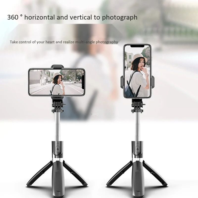 Laptop, Telefoane si Tablete - Telefoane mobile si accesorii - Accesorii Telefoane - Selfie stick-uri - Selfie Stick cu Trepied, Compatibil cu Camera/Telefon, 100cm - Techsuit (L02) - Negru - Infinity.ro