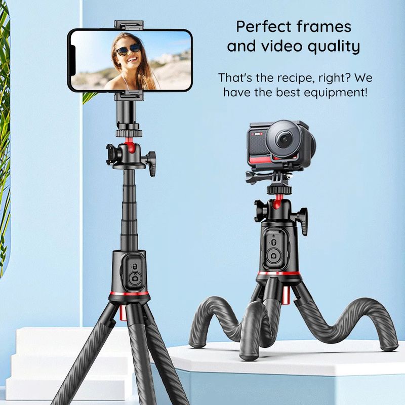 Laptop, Telefoane si Tablete - Telefoane mobile si accesorii - Accesorii Telefoane - Selfie stick-uri - Selfie Stick cu Trepied, 64cm - Techsuit (C03) - Negru - Infinity.ro
