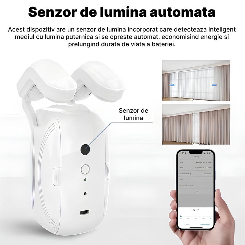 Casa si Gradina - Electrice - Smart Home - Control acces si accesorii - Robot automatizare draperii/perdele, Smart Switchbot Curtain, pentru tija tip bara, control prin aplicatie, ALB - Infinity.ro