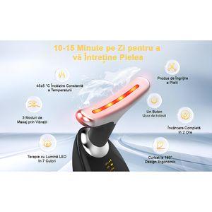 Dispozitiv Facial Profesional/Inteligent 7 in 1, 7 Modalitati Variate de Tratament pentru Piele, Negru