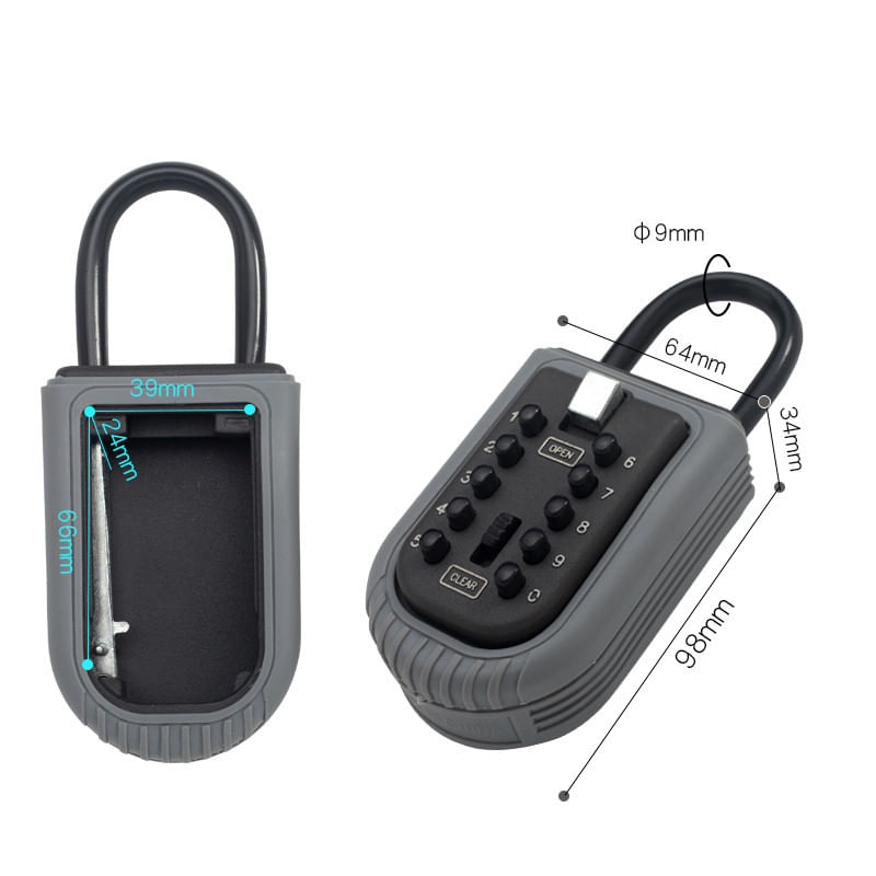 Casa si Gradina - Mobilier - Organizare si depozitare - Cutii depozitare - Depozitor Chei, Negru, Lacat, Metal, 64mm x 34mm x 98mm, Cod Cifru Interior/Exterior, Pentru casa, apartament, Airbnb - Infinity.ro