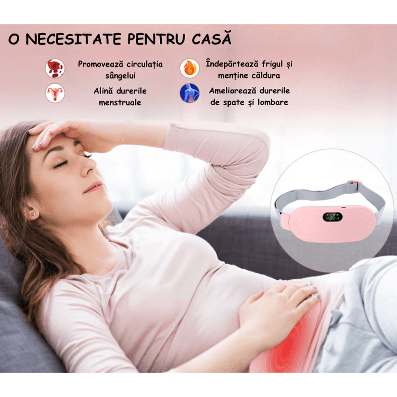 Ingrijire personala si Cosmetice - Sanatate si wellness - Articole wellness - Aparate si dispozitive de masaj - Aparat pentru incalzire si masaj lombar, Portabil, Curea Abdominala pentru Crampe Menstruale, Roz, 3 moduri de masaj - Infinity.ro