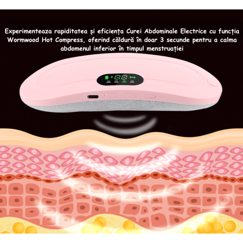 Ingrijire personala si Cosmetice - Sanatate si wellness - Articole wellness - Aparate si dispozitive de masaj - Aparat pentru incalzire si masaj lombar, Portabil, Curea Abdominala pentru Crampe Menstruale, Roz, 3 moduri de masaj - Infinity.ro