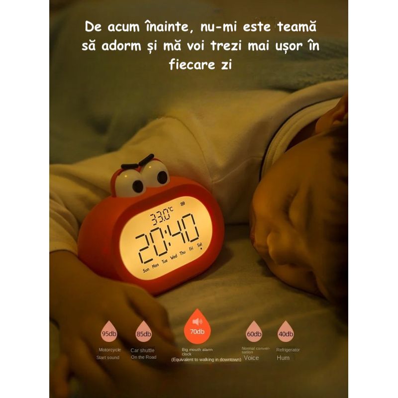 Casa si Gradina - Decoratiuni - Ceasuri - Ceas cu Alarma si Afisaj de Temperatura, Pentru Adulti si Copii, Ceas Electronic cu LED, Control prin Telefon, Rosu - Infinity.ro