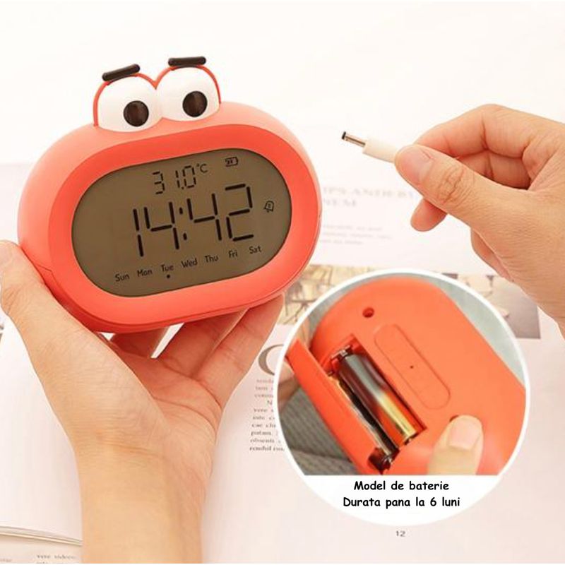 Casa si Gradina - Decoratiuni - Ceasuri - Ceas cu Alarma si Afisaj de Temperatura, Pentru Adulti si Copii, Ceas Electronic cu LED, Control prin Telefon, Rosu - Infinity.ro