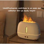 Electronice si Electrocasnice - Climatizare si sisteme de incalzire - Aparate filtrare aer - Umidificatoare - Umidificator Cu Flama si Lumini de noapte cu Difuzor de arome, Aparat pentru Uleiuri Esentiale, Flacara in 3 culori, Alb - Infinity.ro