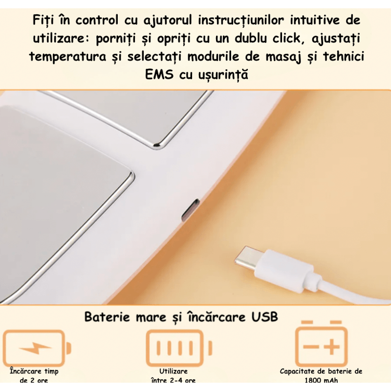 Ingrijire personala si Cosmetice - Sanatate si wellness - Articole wellness - Aparate si dispozitive de masaj - Aparat pentru incalzire si masaj lombar, Portabil, Curea Abdominala pentru Crampe Menstruale, Roz, 3 moduri de masaj - Infinity.ro