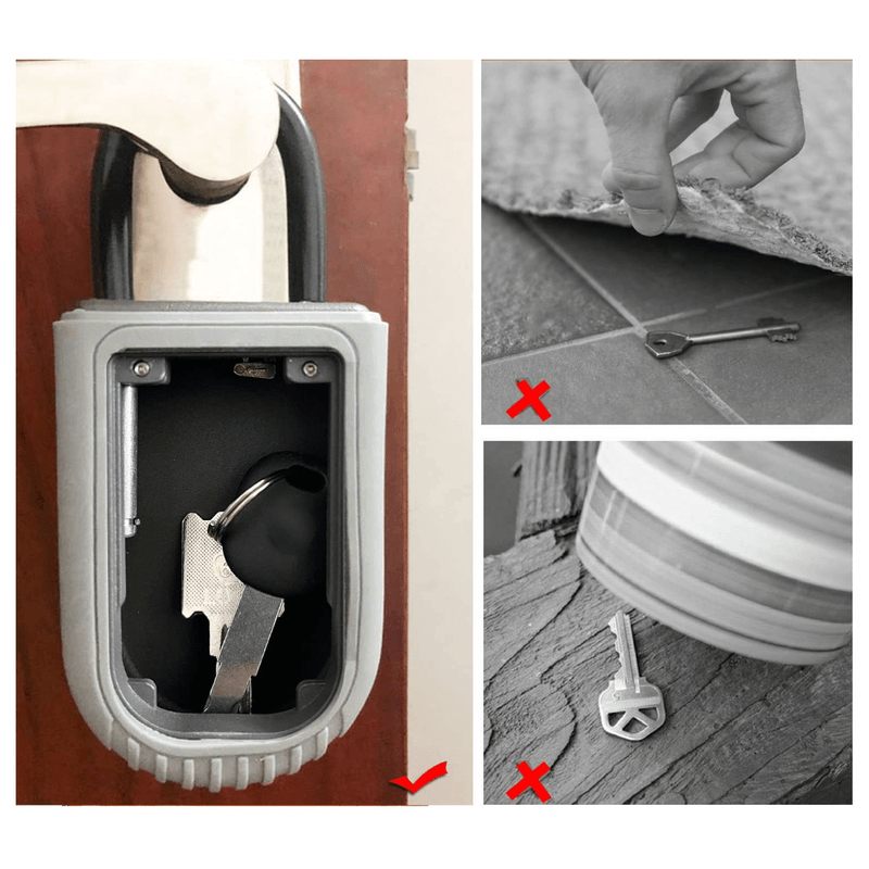 Casa si Gradina - Mobilier - Organizare si depozitare - Cutii depozitare - Depozitor Chei, Negru, Lacat, Metal, 64mm x 34mm x 98mm, Cod Cifru Interior/Exterior, Pentru casa, apartament, Airbnb - Infinity.ro