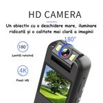 TV, Audio-Video si Foto - Camere video - Camere video compacte - Camera video sport HD, 4K, Rotire obiectiv la 180°, Portabila, Acces WiFi pe mobil, Negru, cu clip si suport ghidon - Infinity.ro