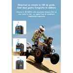 TV, Audio-Video si Foto - Camere video - Camere video compacte - Camera video sport HD, 4K, Rotire obiectiv la 180°, Portabila, Acces WiFi pe mobil, Negru, cu clip si suport ghidon - Infinity.ro