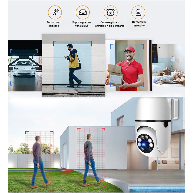 Casa si Gradina - Electrice - Smart Home - Camere de supraveghere - Camera de Supraveghere ambrasmart HD 360°, WiFi, Vedere Nocturna, Interfon Vocal, Conectare priza, Interior si Exterior - Infinity.ro