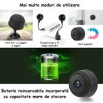 Casa si Gradina - Electrice - Smart Home - Camere de supraveghere - Mini Camera Spion ambrasmart, Suport magnetic, Night-Vision, Interior si exterior, Inalta definitie, fara fir, Negru - Infinity.ro